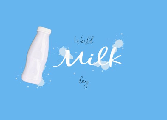 A blue background with the text "World Milk Day" written in white lettering.